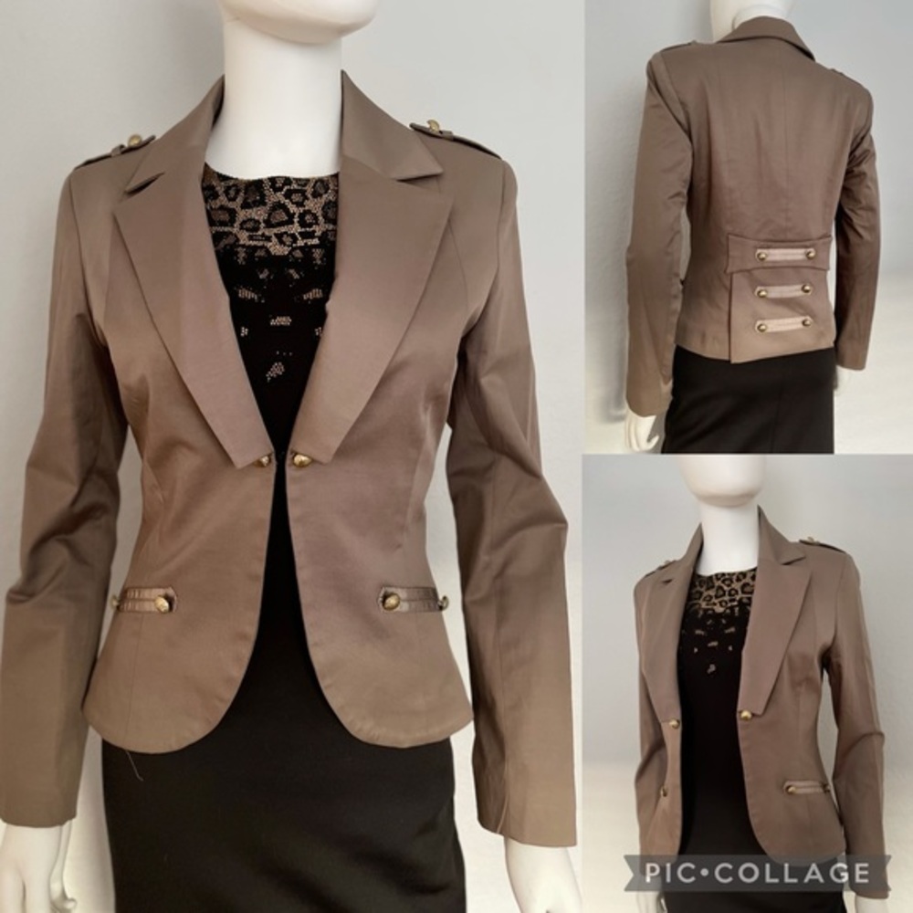 NWT WOMEN BLAZER FITTED JACKET‎ SINGLE BREASTED MILITARY LINED